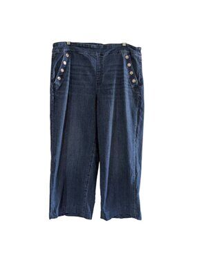 Chico's Women's Wide Leg Ankle Capri Jeans, Blue, Size 3R/16R
